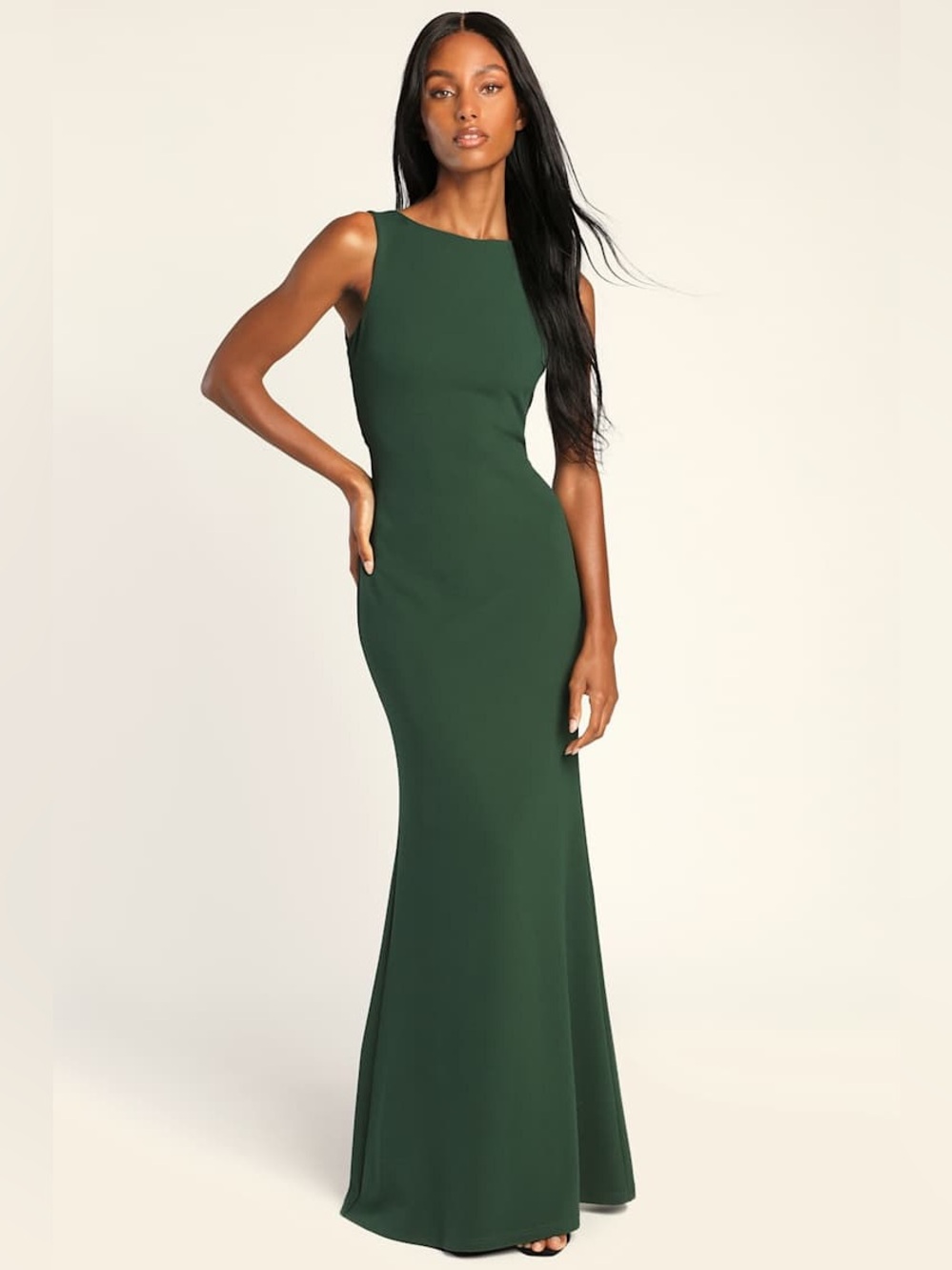 NWT Lulus Love In Your Eyes Hunter Green Knotted Mermaid Maxi Dress Size XS
